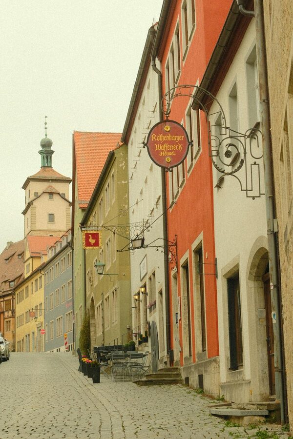 Colourful half-timbered houses in Rothenburg ob der Tauber