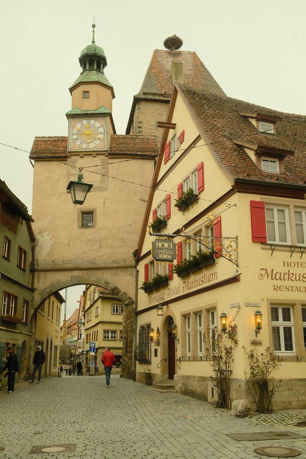 Iconic tower view in Rothenburg ob der Tauber