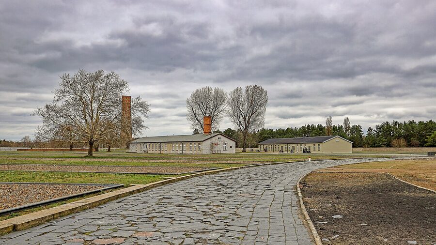 Path between barracks at Sachsenhausen memorial
