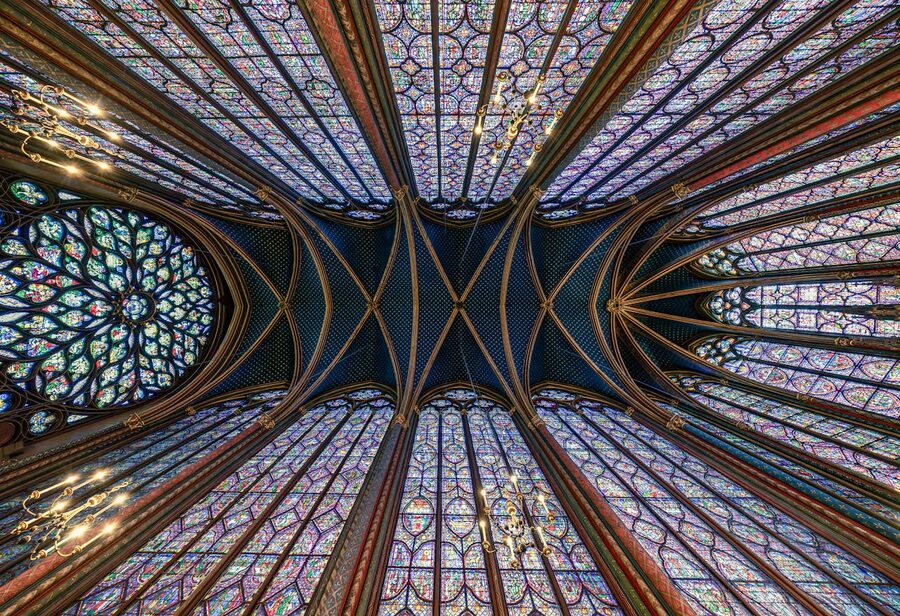 Sainte-Chapelle ceiling with Gothic architecture