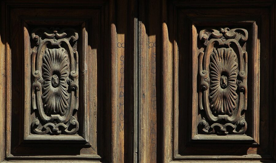 Santa Monaca church doorway in Florence