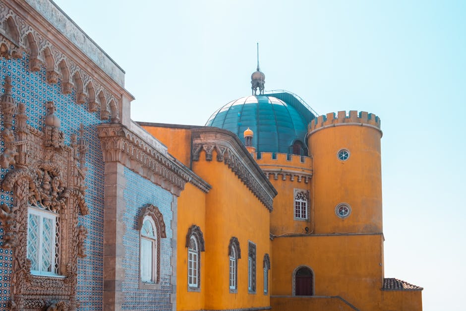 Decorative azulejo tiles on a Sintra palace wall