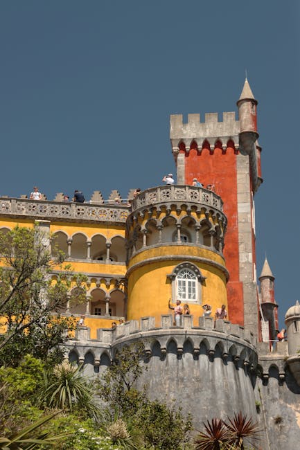 Winding garden path through Pena Palace grounds