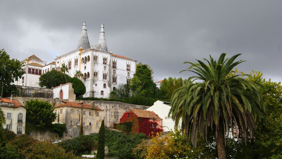 Romantic architecture of a Sintra palace with decorative stonework