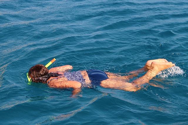 Snorkeling in clear blue Mediterranean water