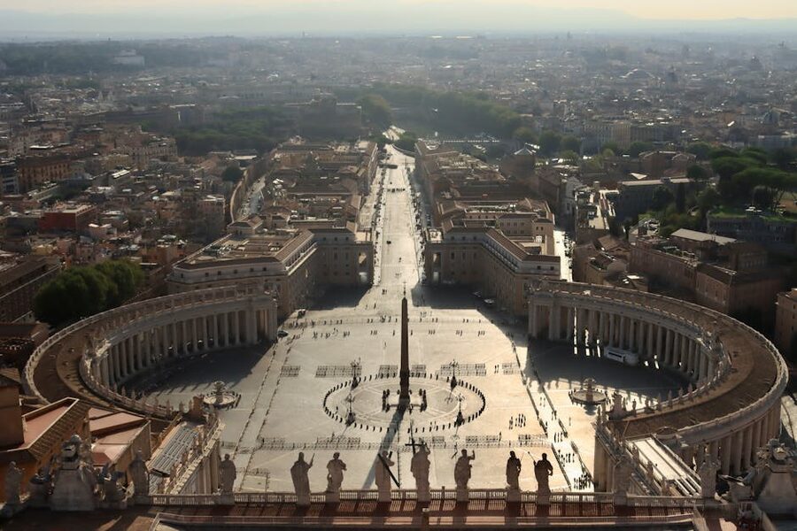 Aerial view of St Peters Square Vatican