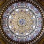 The grand neoclassical facade of St Stephens Basilica in Budapest with its twin bell towers