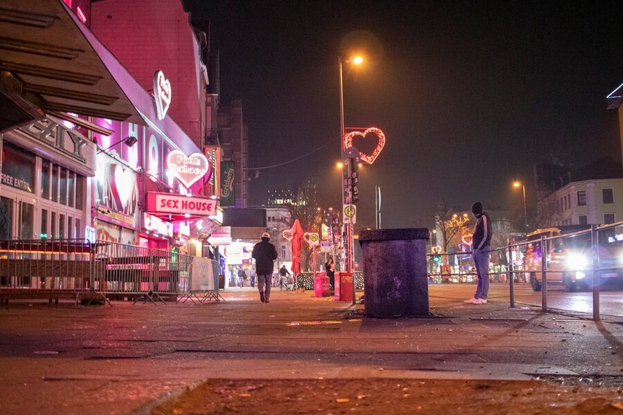 Urban nightlife atmosphere in Hamburg