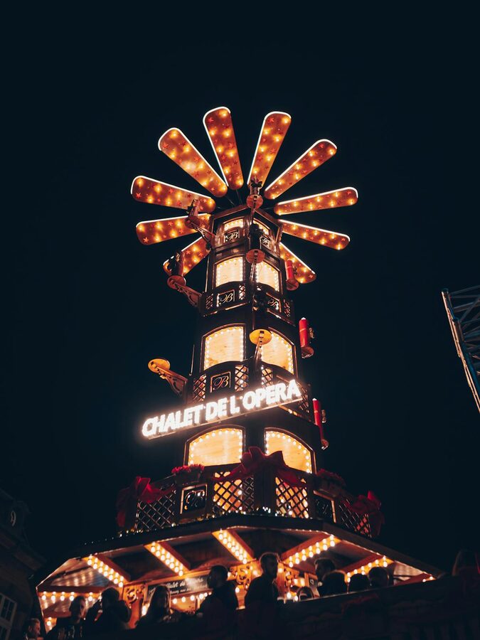Strasbourg Christmas market with lights