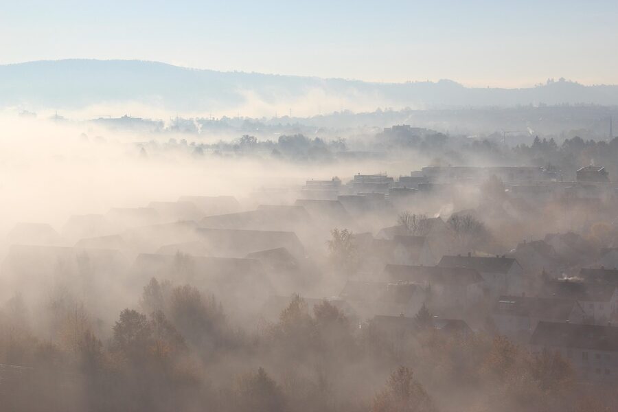 Atmospheric autumn fog in Stuttgart