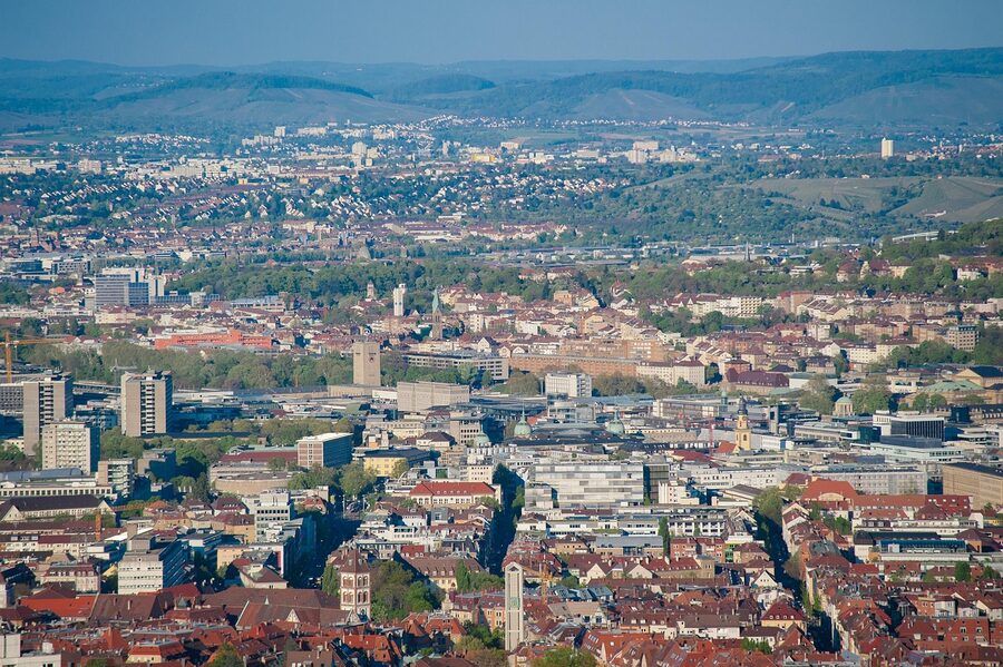 Stuttgart city houses and rooftops skyline