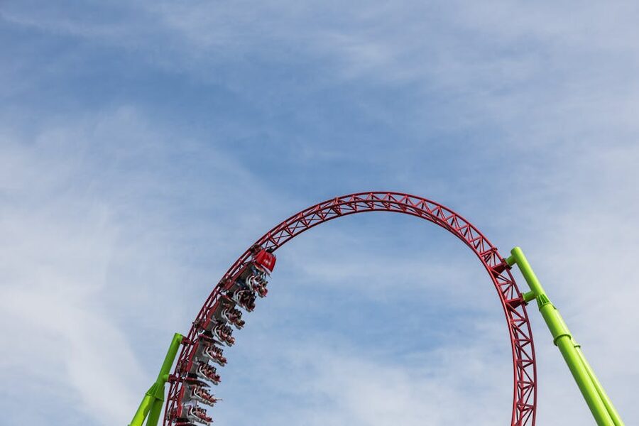 Coaster loop against blue sky