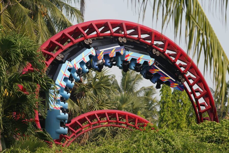 Coaster with loops at theme park