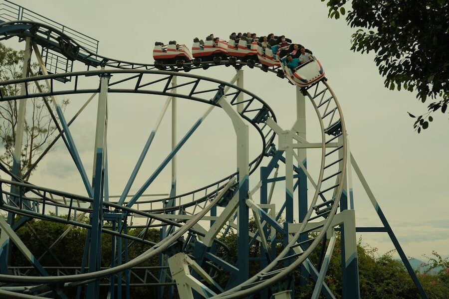 Thrilling outdoor roller coaster