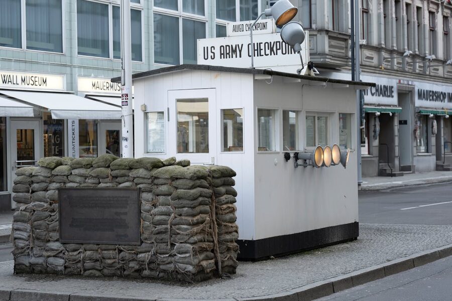 Checkpoint Charlie area in modern Berlin