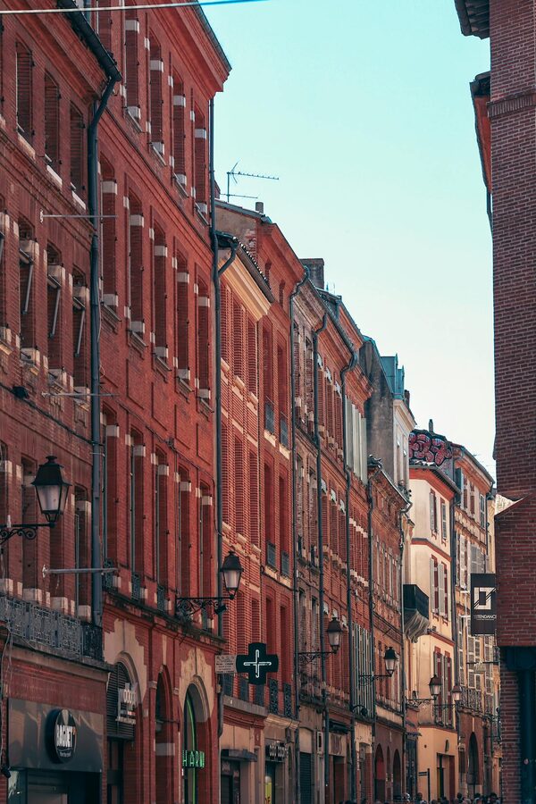 Red brick street in Toulouse