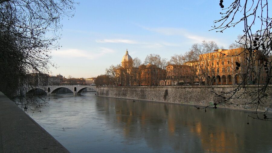 Trastevere Rome Tiber shore at evening