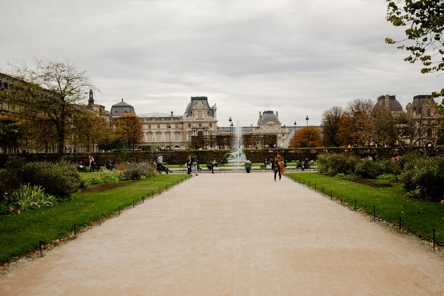 Autumn view of Tuileries Garden near the Louvre in Paris
