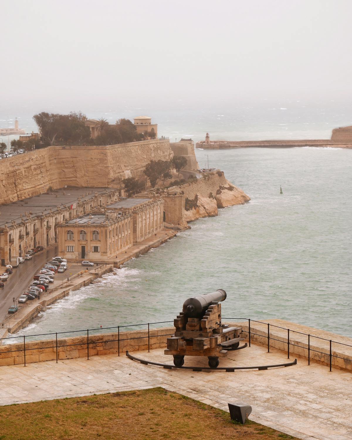 Historic cannon overlooking the sea at Valletta's fortifications