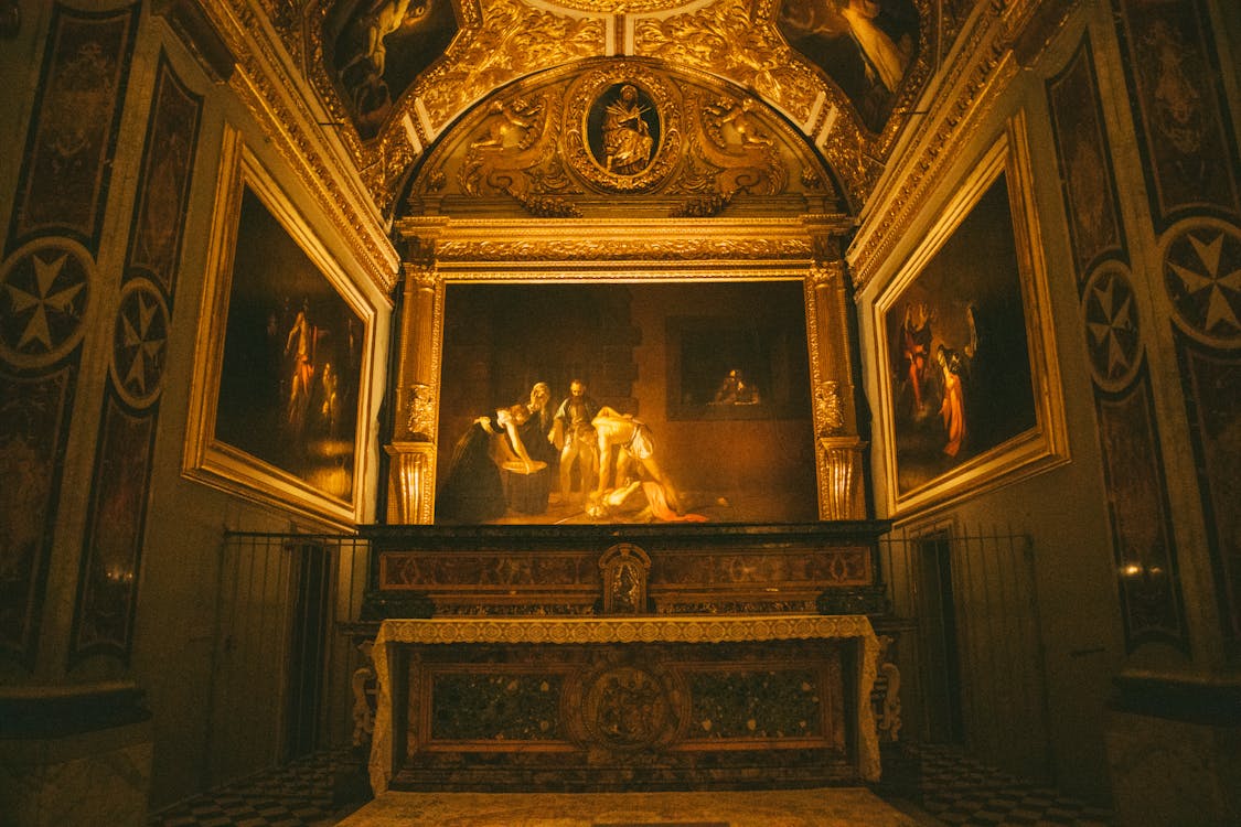Ornate altar inside St. John's Co-Cathedral in Valletta
