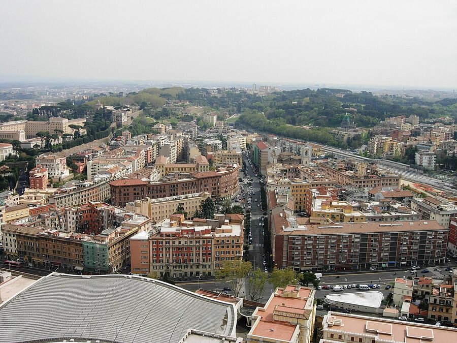 Vatican view from dome aerial perspective