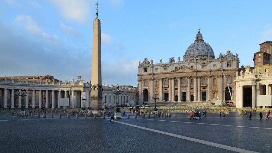 Vatican St Peters Basilica obelisk and colonnade