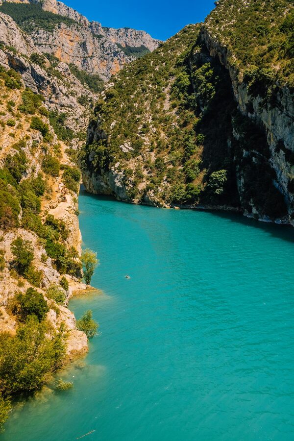 Towering cliffs and turquoise waters in the Gorges du Verdon Provence France