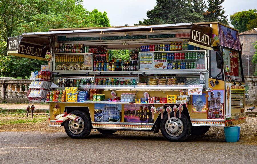 Gelato van in Villa Borghese park