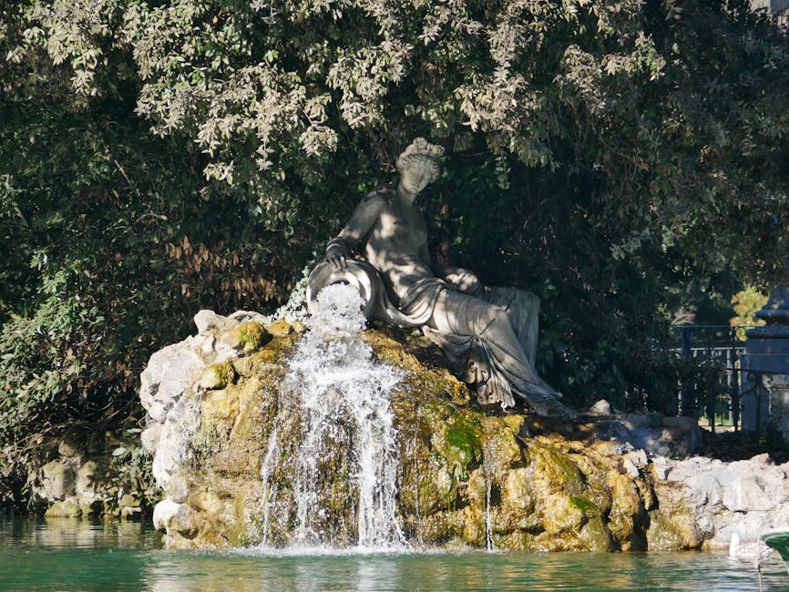 Villa Borghese nymph fountain cascading water
