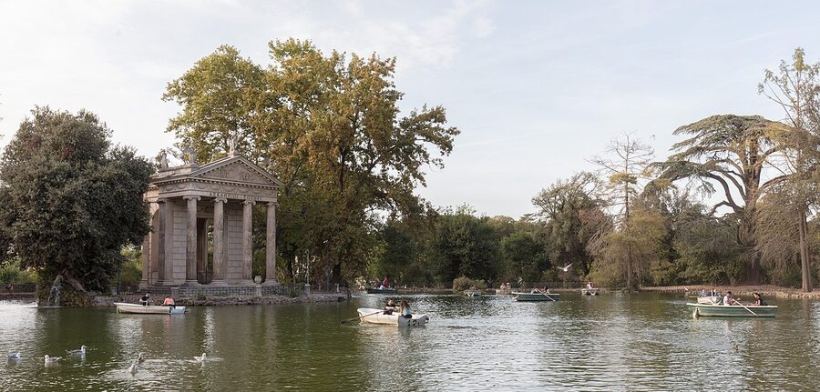 Temple of Aesculapius on Villa Borghese lake