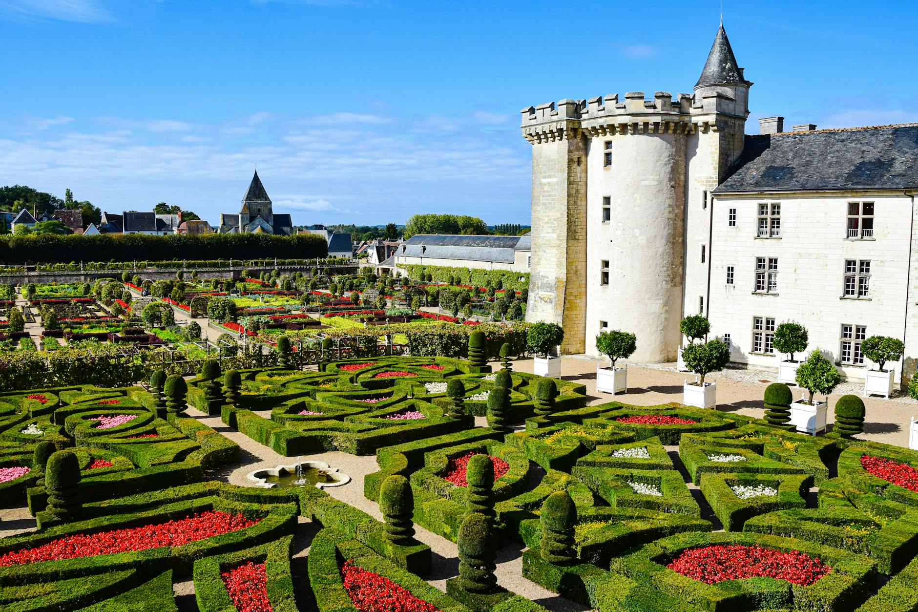 Intricate gardens of Villandry Castle