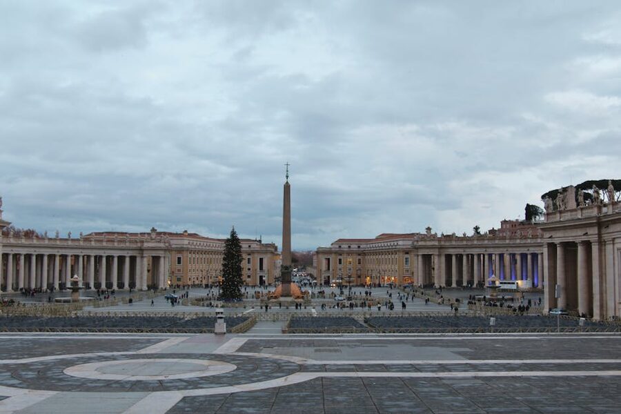 Wide view St Peters Square Vatican