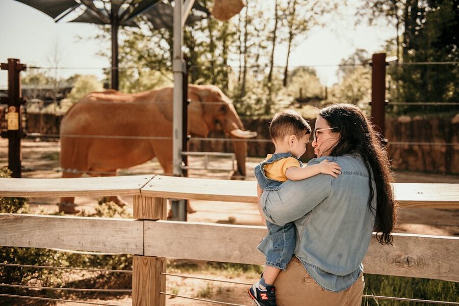 Parent and child at zoo